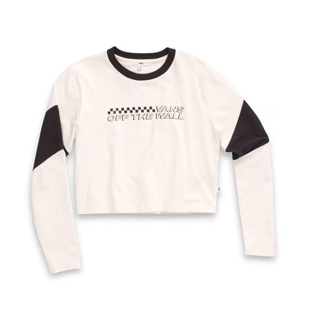 Vans Women Crop Long Sleeve  Rider Crew Black White Size L New With Tags